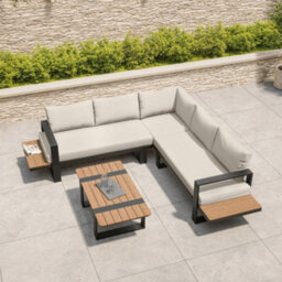 Miami Cream Aluminium 5 Seater Corner Sofa Garden Set - thumbnail 2