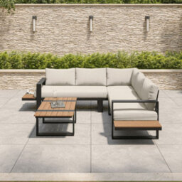 Miami Cream Aluminium 5 Seater Corner Sofa Garden Set - thumbnail 3