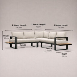 Miami Cream Aluminium 5 Seater Corner Sofa Garden Set - thumbnail 9