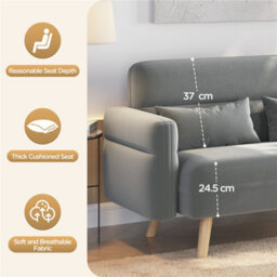 Yaheetech Light Grey 2-Seater Fabric Loveseat Sofa With Lumbar Pillows And Solid Wood Legs - thumbnail 5