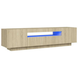 Walplus Tv Cabinet With Led Lights Sonoma Oak 160X35X40 Cm - thumbnail 2