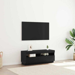 Berkfield Tv Stand With Led Lights - Black Oak, 100X35X40 Cm, Made Of Engineered Wood