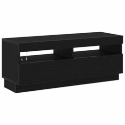 Berkfield Tv Stand With Led Lights - Black Oak, 100X35X40 Cm, Made Of Engineered Wood - thumbnail 5