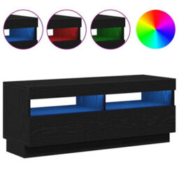 Berkfield Tv Stand With Led Lights - Black Oak, 100X35X40 Cm, Made Of Engineered Wood - thumbnail 4