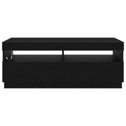 Berkfield Tv Stand With Led Lights - Black Oak, 100X35X40 Cm, Made Of Engineered Wood - thumbnail 7