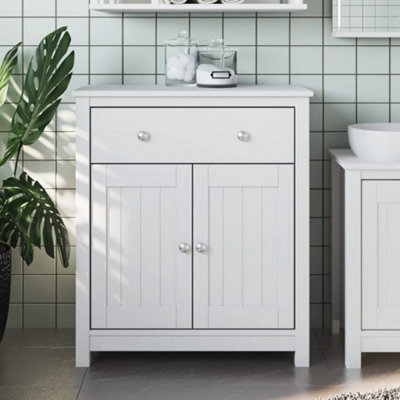 Berkfield Bathroom Cabinet Berg White 69.5X34X80 Cm Solid Wood Pine - image 1
