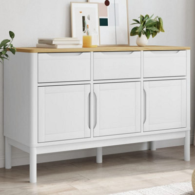 Vidaxl Sideboard Floro White 114X43X74 Cm Solid Wood Pine - image 1