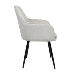 Muse - Pair Of Chairs In Woven Yarn Fabric Set Of 2 Dining Chairs Grey With Black Legs - thumbnail 8
