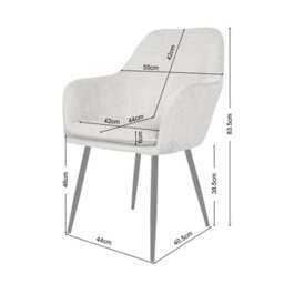 Muse - Pair Of Chairs In Woven Yarn Fabric Set Of 2 Dining Chairs Grey With Black Legs - thumbnail 9