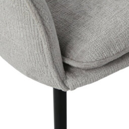Muse - Pair Of Chairs In Woven Yarn Fabric Set Of 2 Dining Chairs Grey With Black Legs - thumbnail 5