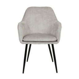 Muse - Pair Of Chairs In Woven Yarn Fabric Set Of 2 Dining Chairs Grey With Black Legs - thumbnail 7