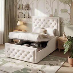 Single Upholstered Hydraulic Storage Bed With Headboard And Large Storage Space - thumbnail 4