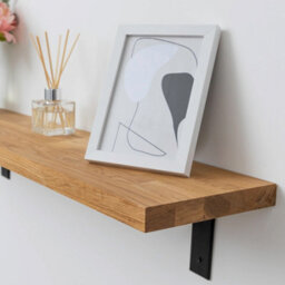 domli Solid Wood Oak Wall Shelf & Brackets - 1500mm X 150mm X 27mm - Wooden Wall Mounted Shelf - Home Furniture Decorative Shelving - thumbnail 2