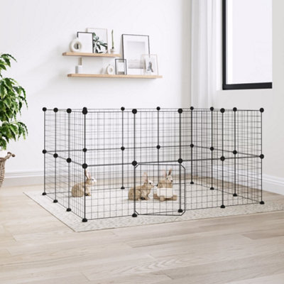 Walplus 28-Panel Pet Cage With Door Black 35X35 Cm Steel - image 1