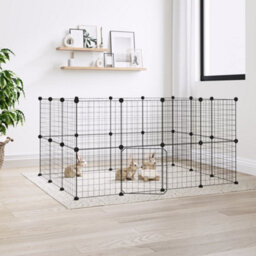 Walplus 28-Panel Pet Cage With Door Black 35X35 Cm Steel