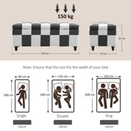 Wyld Haus Susula Velvet Dark Grey And White Check Storage Bench With Wooden Legs, L114 X D47 X H47Cm - thumbnail 4