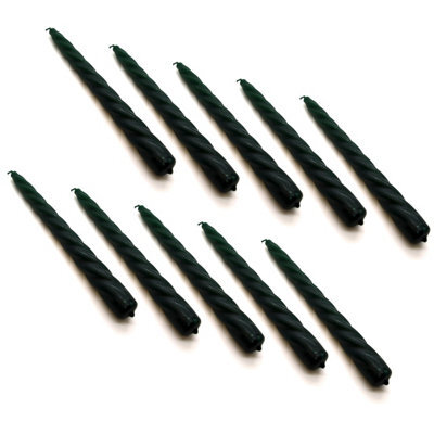 "SolaDirect Tapered Dinner Candles, Table Spiral Candles, Pack Of 10, Decorative Household Candles, Up To 7 Hours, 23 Cm / 9"" (Green)" - image 1