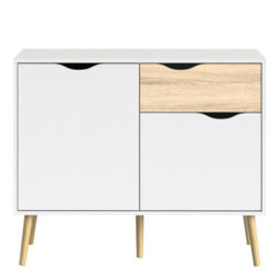 Furniture To Go Oslo Sideboard - Small - 1 Drawer 2 Doors In White And Oak - thumbnail 2