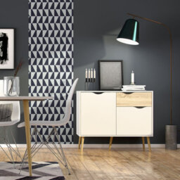 Furniture To Go Oslo Sideboard - Small - 1 Drawer 2 Doors In White And Oak - thumbnail 6