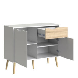 Furniture To Go Oslo Sideboard - Small - 1 Drawer 2 Doors In White And Oak - thumbnail 4