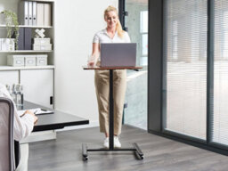 Beliani Adjustable Desk Manual Dark Wood Academia - thumbnail 2