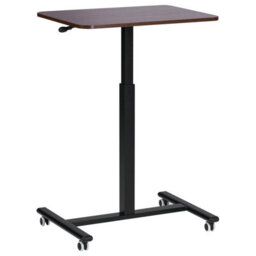 Beliani Adjustable Desk Manual Dark Wood Academia - thumbnail 1