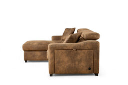 Faux Leather Suede Brown Corner Sofa Bed With Storage 1C2 Sofabed - thumbnail 7