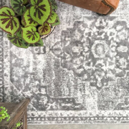 Loomed Silver Grey Traditional Medallion Bordered Area Rug 240X330Cm - thumbnail 3