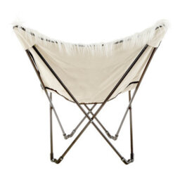 Orsina Luxurious White Faux Fur Butterfly Chair  Comfortable Metal Frame Chair For Livingroom  Stylish Bar Chair - thumbnail 5