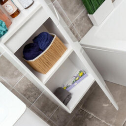 Plum&clay Eden Gloss White Wall Mounted Tall Bathroom Storage Unit Right Hand Hinge - thumbnail 5