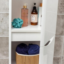 Plum&clay Eden Gloss White Wall Mounted Tall Bathroom Storage Unit Right Hand Hinge - thumbnail 4