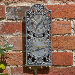 Retro Style Home/garden Indoor/outdoor Wall Clock Decorative Fence Ornament Thermometer - thumbnail 1
