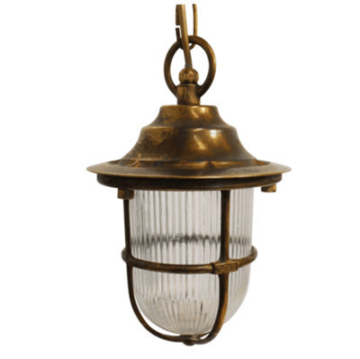 Lampfix Navigator 09141 Outdoor Ip54 1 Light Pendant Lantern In An Antique Brass Finish