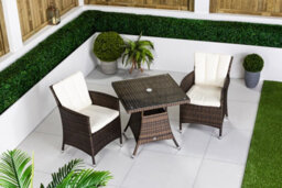 Giardino Savannah Square Rattan Garden Bistro Table And Chairs Set 2 Seater Patio Furniture Set - Brown - thumbnail 4