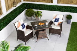 Giardino Savannah Square Rattan Garden Bistro Table And Chairs Set 2 Seater Patio Furniture Set - Brown - thumbnail 2