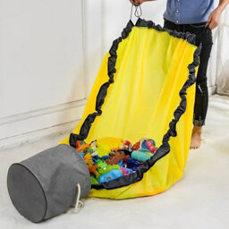 Thehotsale Toy Storage Basket Bin With Play Mat For Kids Playroom Toy Storage Organizer Grey