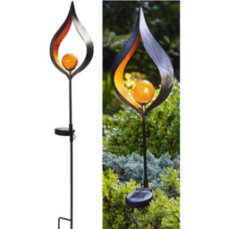 1 X Aura Flame Globe Stake Lights - Solar Powered Zen Style Outdoor Garden Metal Led Globe Light - Measures H91 X W16.8 X D7.2Cm - thumbnail 2