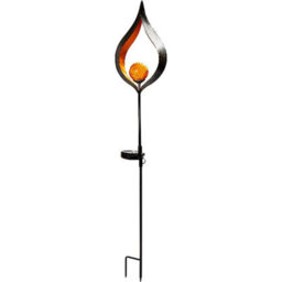 1 X Aura Flame Globe Stake Lights - Solar Powered Zen Style Outdoor Garden Metal Led Globe Light - Measures H91 X W16.8 X D7.2Cm