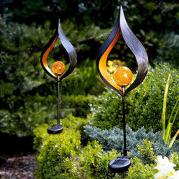 1 X Aura Flame Globe Stake Lights - Solar Powered Zen Style Outdoor Garden Metal Led Globe Light - Measures H91 X W16.8 X D7.2Cm - thumbnail 3