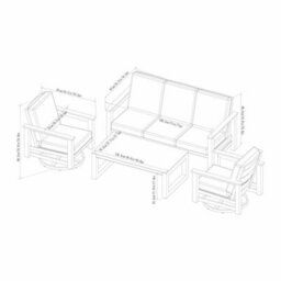 Xample Sunvilla Royce 4 Piece Patio Set Swivel Rocker Chairs Sunbrella Cushions Aluminium Frame Stone Table Cover Outdoor - thumbnail 2