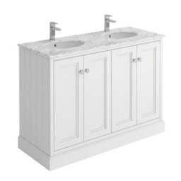 Plum&clay Fairmont Traditional White Square Floor Standing Bathroom Vanity Unit With Ceramic Basin & Marble Top (W)1200mm - thumbnail 2