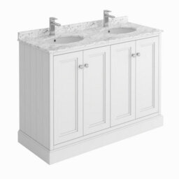 Plum&clay Fairmont Traditional White Square Floor Standing Bathroom Vanity Unit With Ceramic Basin & Marble Top (W)1200mm
