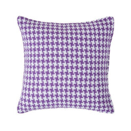 Homescapes Houndstooth 100% Cotton Cushion Cover Purple, 60 X 60 Cm