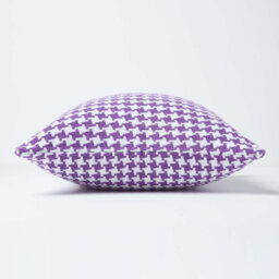 Homescapes Houndstooth 100% Cotton Cushion Cover Purple, 60 X 60 Cm - thumbnail 2