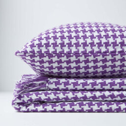 Homescapes Houndstooth 100% Cotton Cushion Cover Purple, 60 X 60 Cm - thumbnail 5