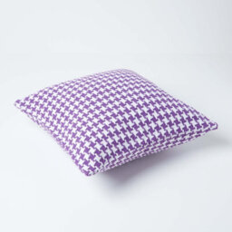Homescapes Houndstooth 100% Cotton Cushion Cover Purple, 60 X 60 Cm - thumbnail 3