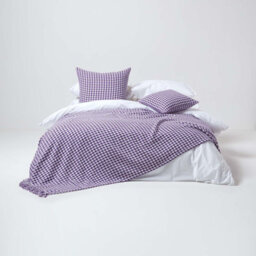 Homescapes Houndstooth 100% Cotton Cushion Cover Purple, 60 X 60 Cm - thumbnail 4