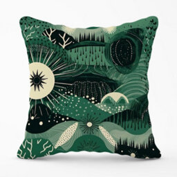 Warren Reed Designer Abstract Green Moon Cushions 60Cm X 60Cm - thumbnail 1