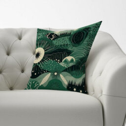 Warren Reed Designer Abstract Green Moon Cushions 60Cm X 60Cm - thumbnail 2
