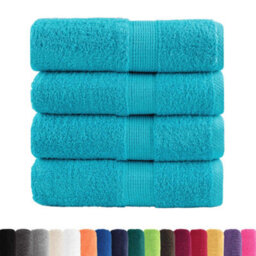 Berkfield Durable Premium Guest Towels Solund 4 Pcs Turquoise 30X50 Cm 600 Gsm